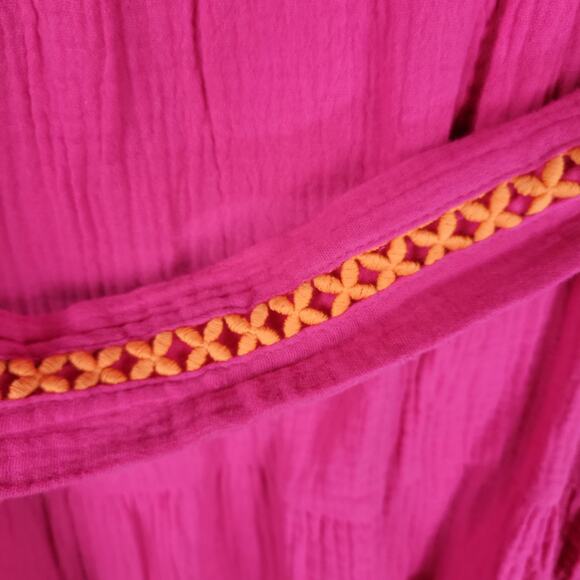 Scoop Womens Dress Sz 3XL Bright Pink 3/4 Sleeve Lace Detail Tiered Mini Belted‎ - Picture 10 of 14